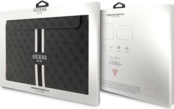 Mbështjellës laptop Guess 4G Printed Stripes, deri 16", e zezë