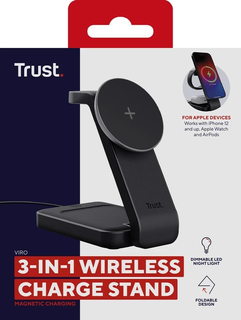 Karikues wireless Trust Viro, për kufje, celular, smartwatch, i zi