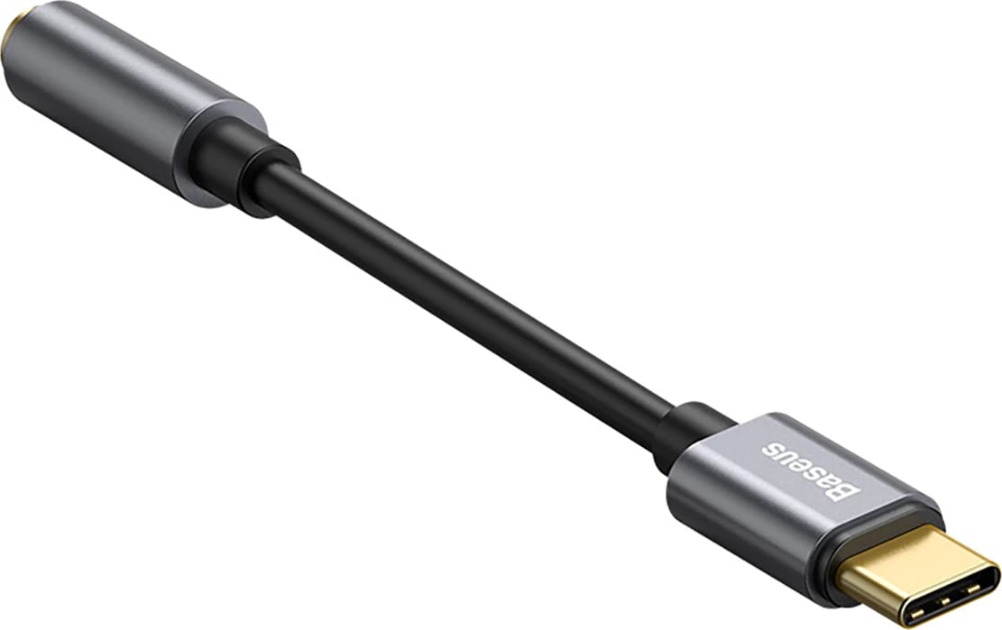 Adapter audio Baseus L54 CATL54-0G, USB-C në mini jack 3.5mm, DAC 24 bit 48 KHz, Gri