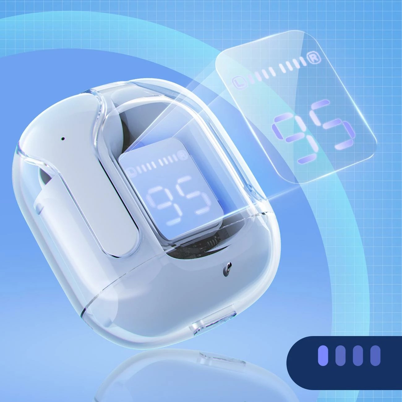 Kufje Acefast T6 TWS wireless, Bluetooth, me ekran LED, Light Blue