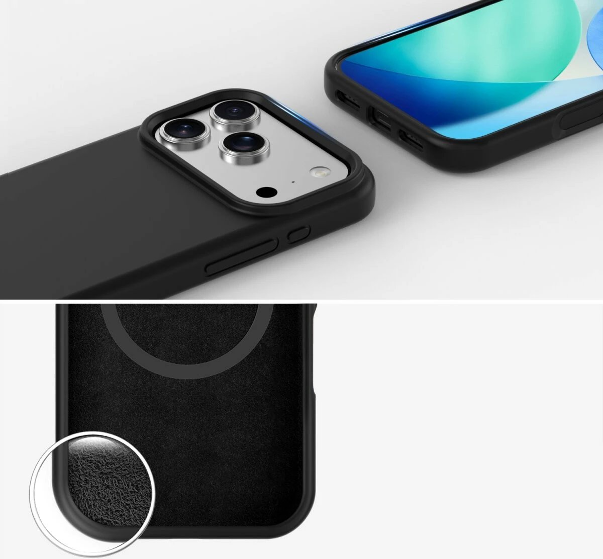 Mbështjellës silikon 4smarts Cupertino për iPhone 17 Pro, i zi