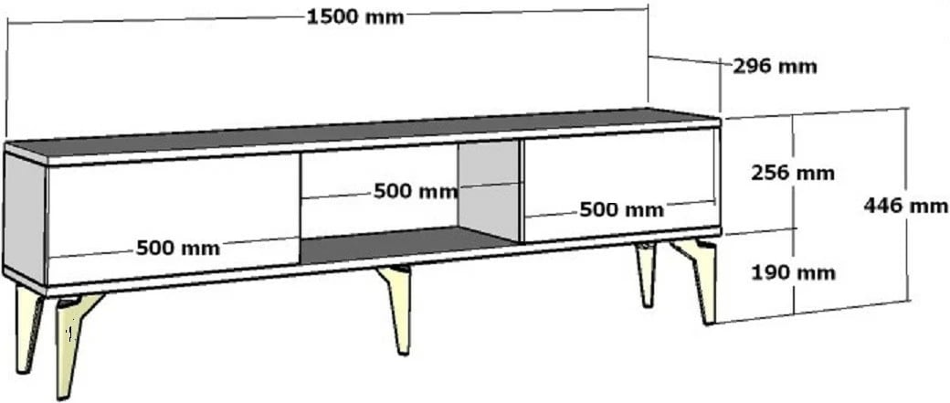 Komodë TV Skye Decor, anthracite, gold, Asel