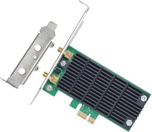 Adapter Wi‑Fi PCIe, TP-Link Archer T4E, AC1200 dual-band, me antena të jashtme, e zezë/jeshile
