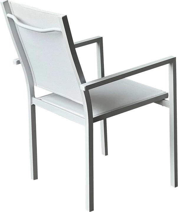 Karrige për kopsht Zacreta, alumin-tekstilen, ngjyrë e bardhë, 61x56.5x87.5cm