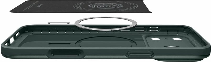 Mbështjellës Spigen Thin Fit MagSafe për iPhone 17 Pro/17 Pro Max, polikarbonat i hollë, unazë magnetike MagSafe, jeshile