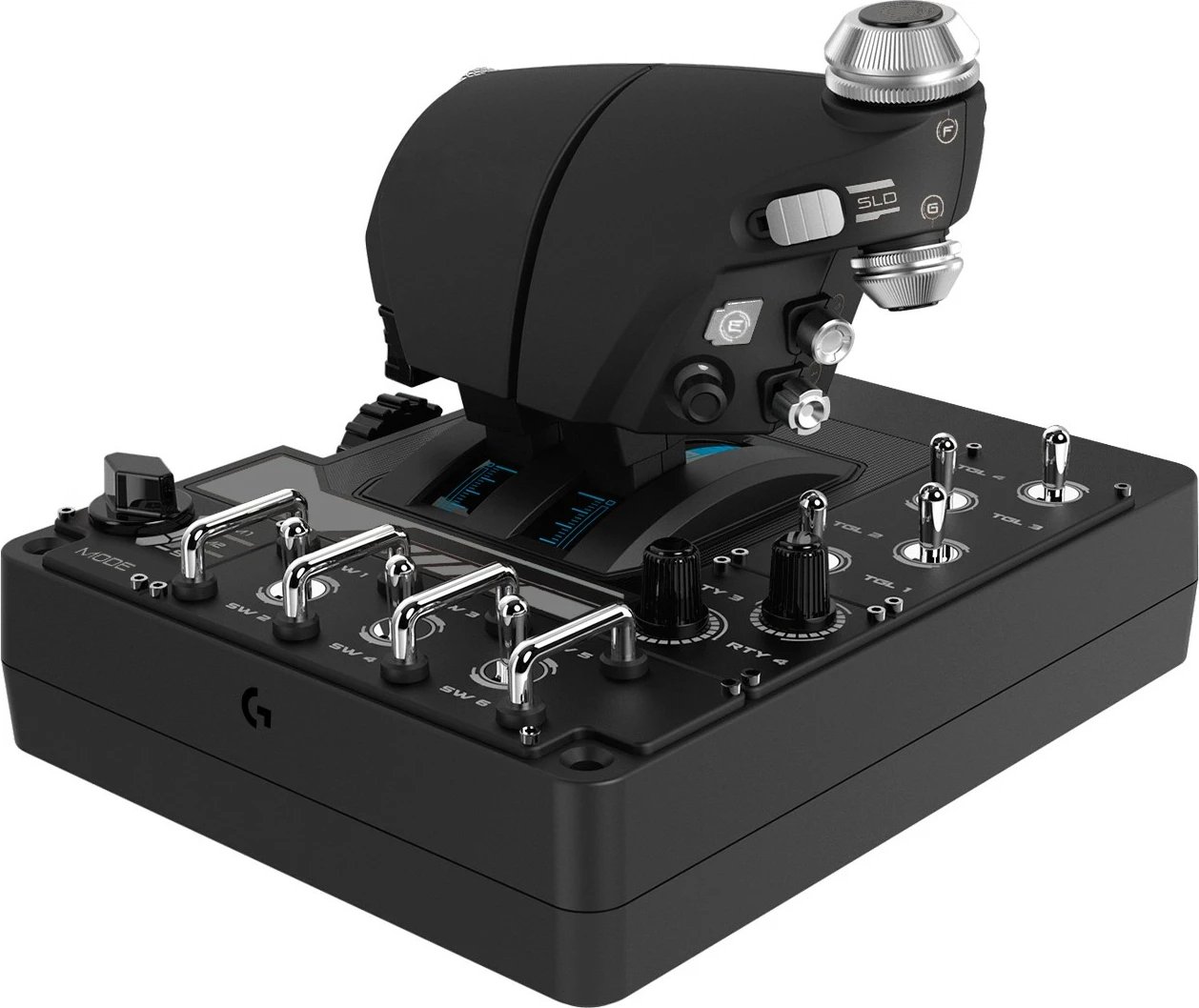 Joystick dhe throttle Logitech X56 H.O.T.A.S., për PC, me drita LED, i zi