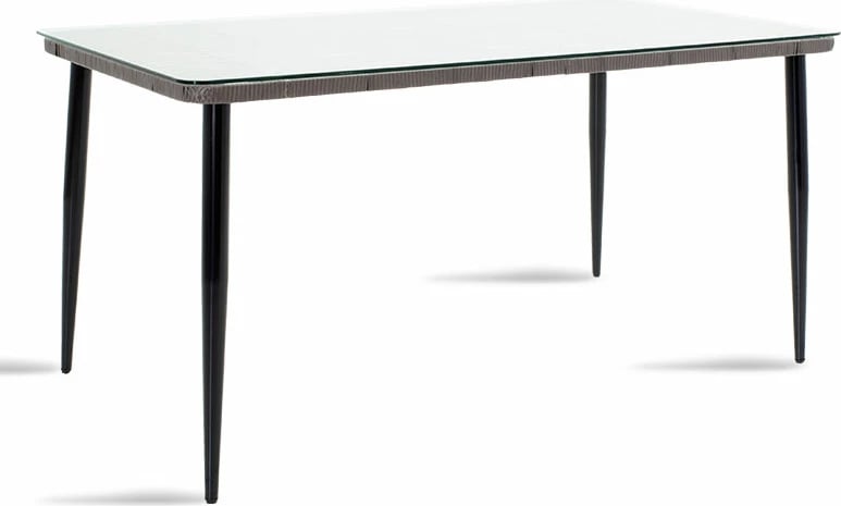 Tavolinë Naoki metalike, ngjyrë e zezë-pe gri-xham, 160x90x78cm