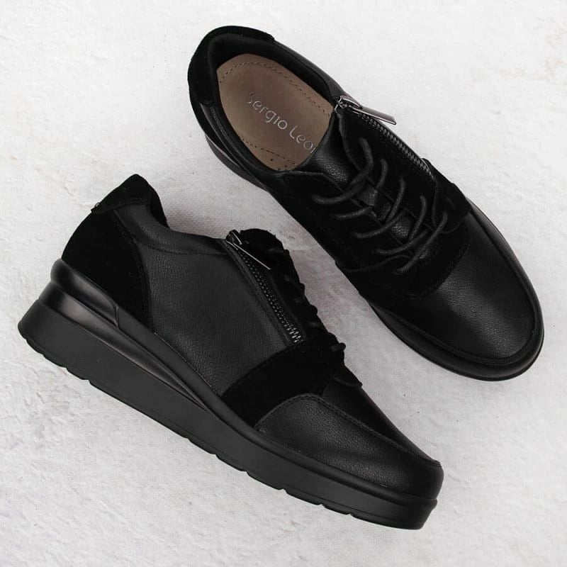 Atlete wedge për femra Sergio Leone PB236-S, të zeza