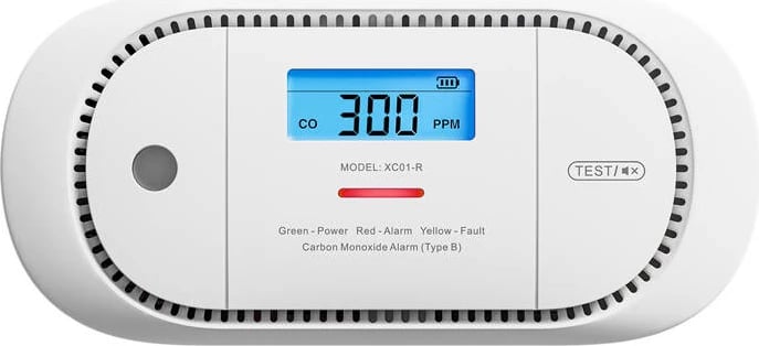 Detektor monoksidi karboni X-Sense XC01-R me ekran LCD, bateri e zëvendësueshme, Bardhë
