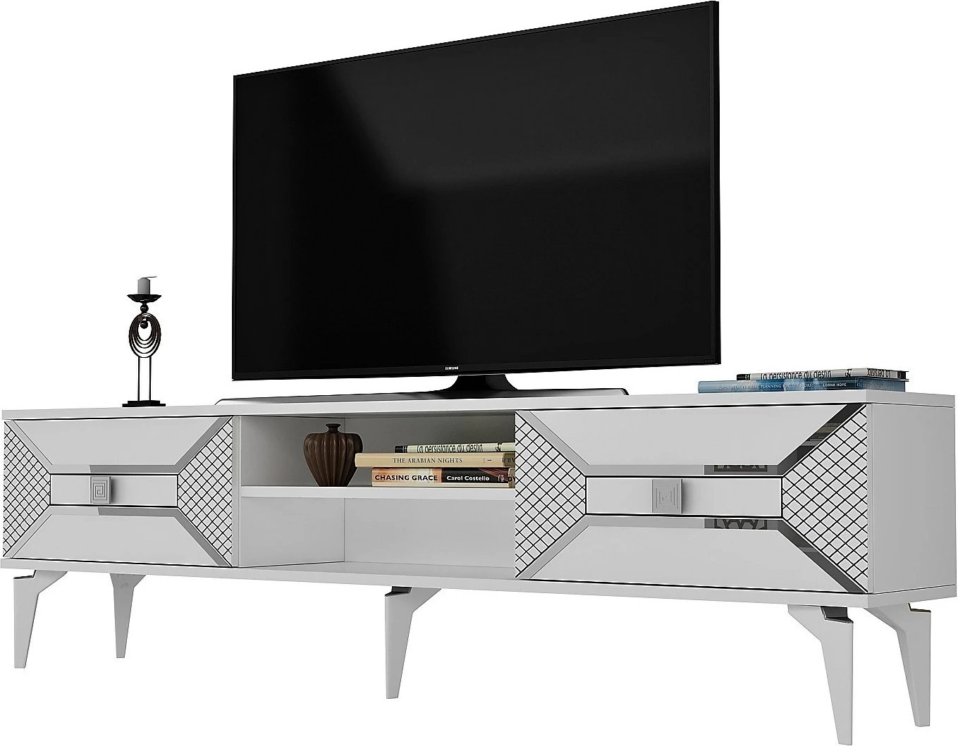 Komodë TV Hanah Home, Yumedi, e bardhë, argjend