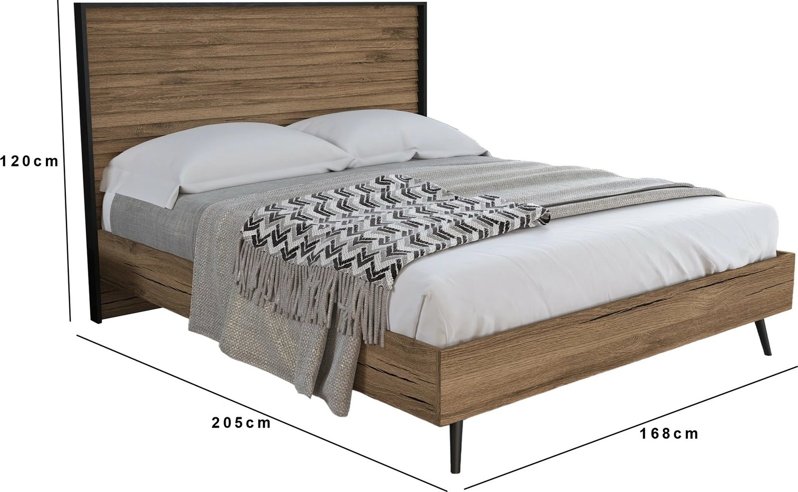 Krevat dopio, ngjyrë arre, FRN-7004