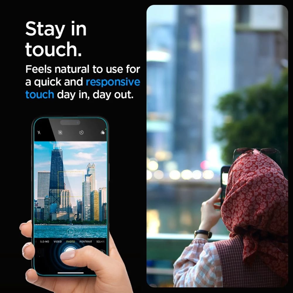 Mbrojtës xhami Spigen Glas.tR EZ Fit për iPhone 15 Pro, 2 copë, transparent