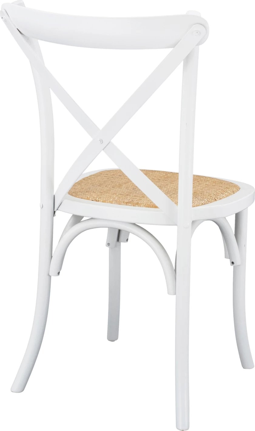 Karrige druri Owen e grumbullueshme nga druri i ahut, ngjyrë e bardhë, me shpinë të kryqëzuar, FH8575.14, 48x53x90 cm