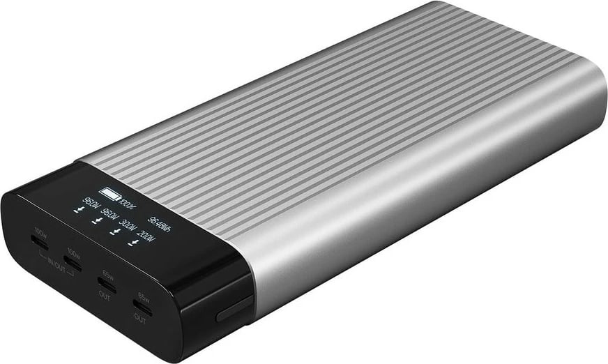 Power bank Targus, OLED display, 4 porta USB-C, 100W, argjendtë