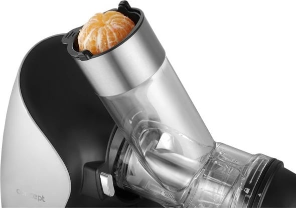 Shtrydhëse e ngadaltë frutash-perimesh, Concept Nutriboost LO7250, 200 W, 0.6 L, vidë çeliku inox, gryka 76 mm, 65 dB, e zezë/krom