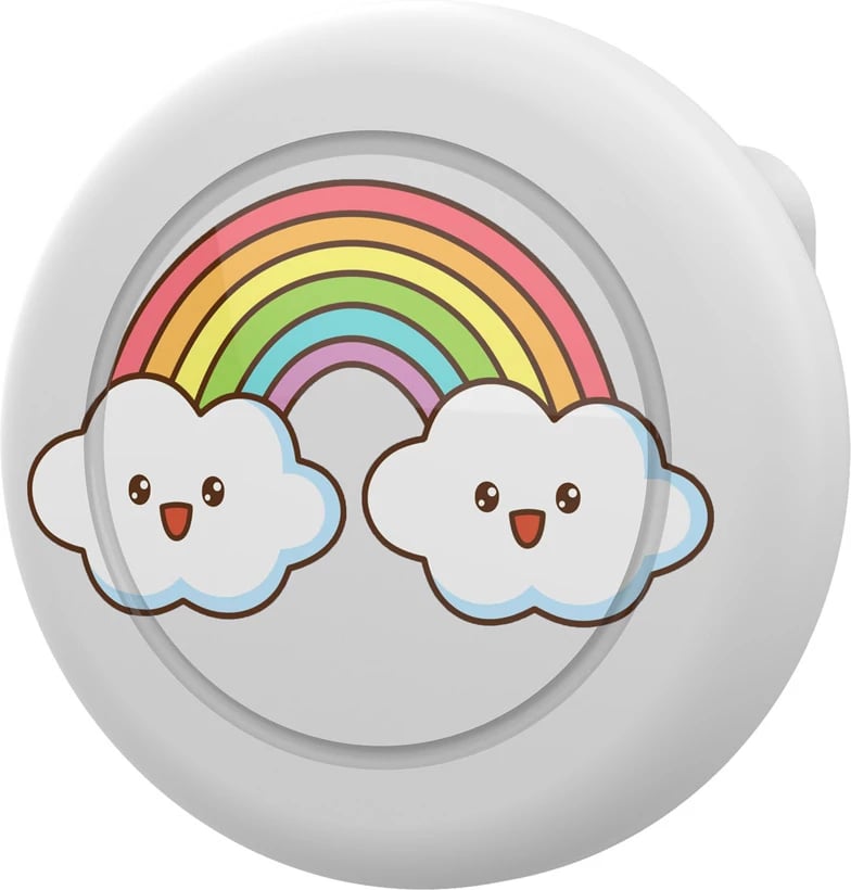 mbështjellës me gjilpërë për AirTag, Hurtel, EA-68-02, silikon + metal, peshë 8.5 g, për Apple AirTag, e bardhë me print ylberi