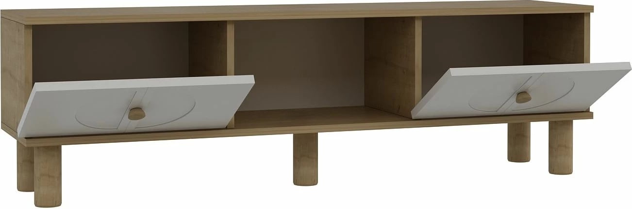 Komodë TV Skye Decor, ngjyrë lisi Sapphire, e bardhë