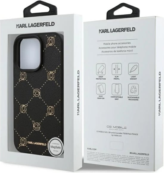 Mbështjellës Karl Lagerfeld Magsafe Karl Head për iPhone 16 Pro Max, i zi
