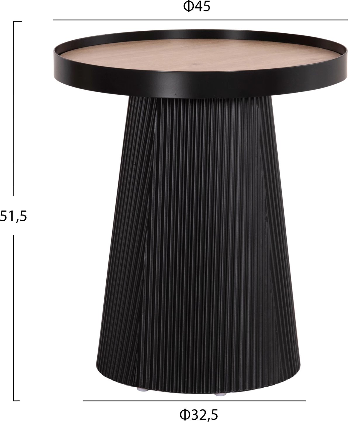 Tavolinë anësore DENTON FH18023.01 MDF, ngjyrë druri natyral, bazë e zezë, Φ45x51.5H cm.