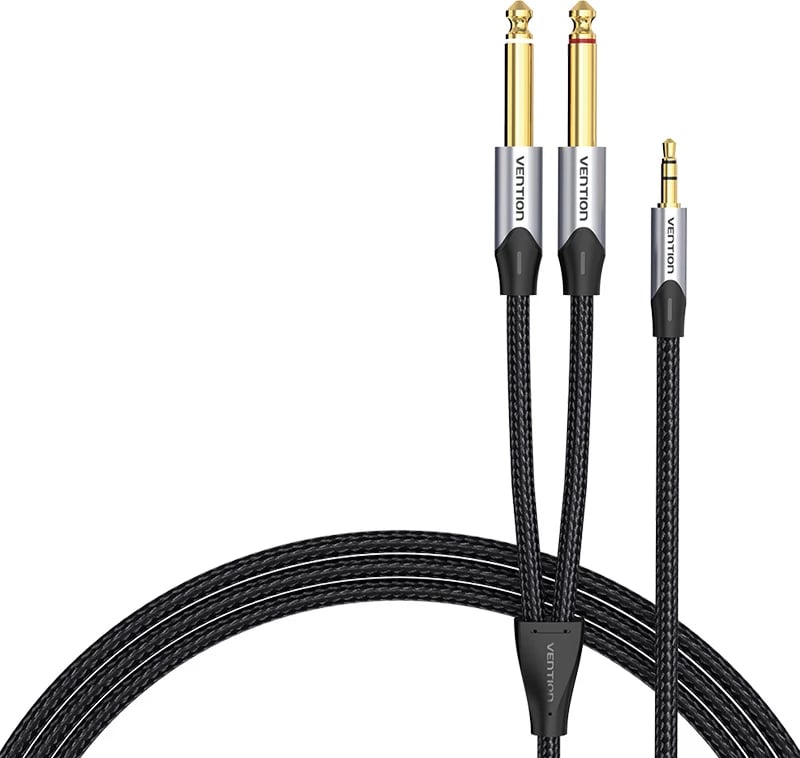 Kabllo audio Vention BARHL, 3.5mm në 2x 6.35mm, 10m, Gri