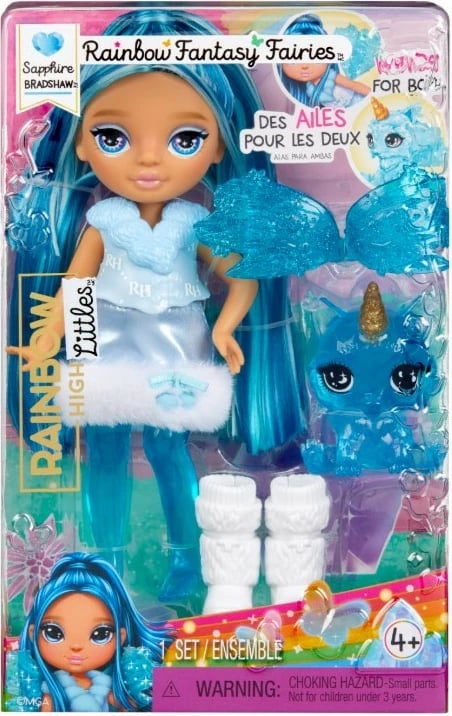 Kukull Rainbow High Little Rainbow Sapphire, 14cm, me kafshë magjike, kaltër