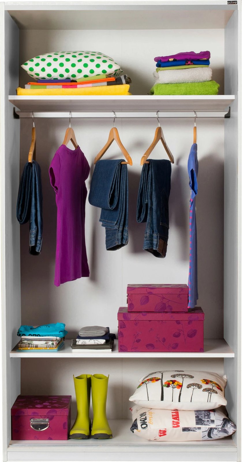 Dollap me dyer rrëshqitëse, ngjyrë e bardhë, Hanah Home, SWD-402-BB-2, 94x52x182 cm