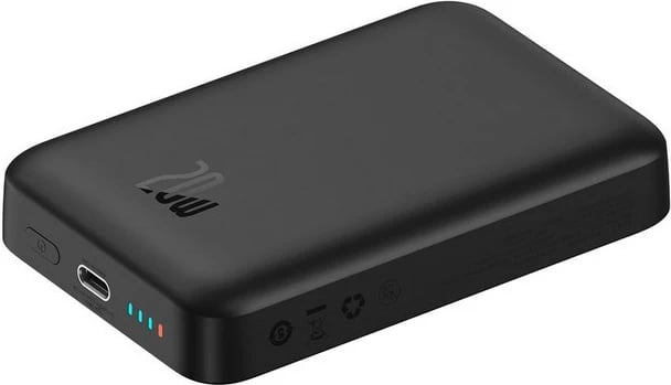 Power bank Baseus Magnetic Mini 10000 mAh, karikim wireless, e zezë