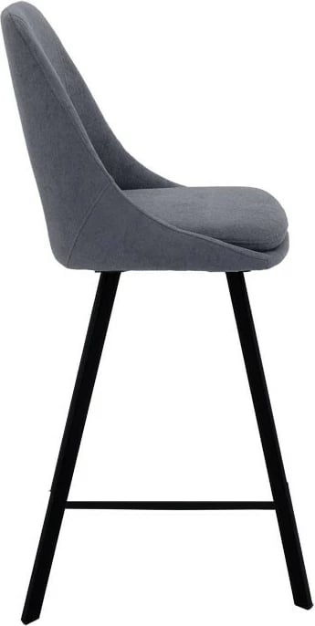 Karrige për bar Initiate, material teddy, ngjyrë gri e errët, këmbë metalike të zeza, 48x56x98cm (2 copë)