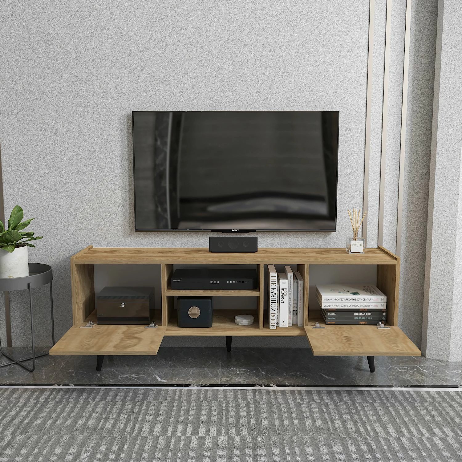 Komodë TV Skye Decor, ngjyrë lisi Oud Oak, Ekvador