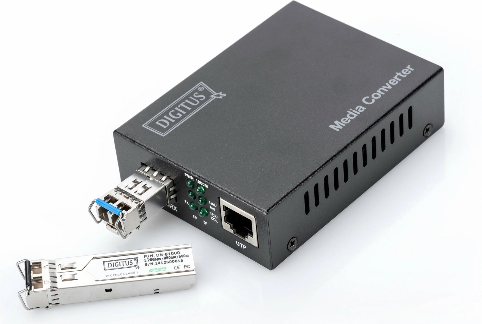 Konvertues rrjeti Digitus 10 Gigabit, SFP, 1x RJ45, 1000/2500/5000/10000 Mbit/s, i zi