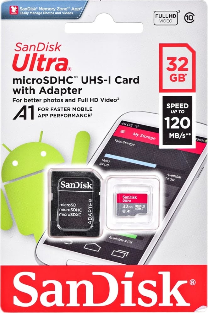 Kartë memorie SanDisk MicroSDHC Class 10 UHS-I, 32GB