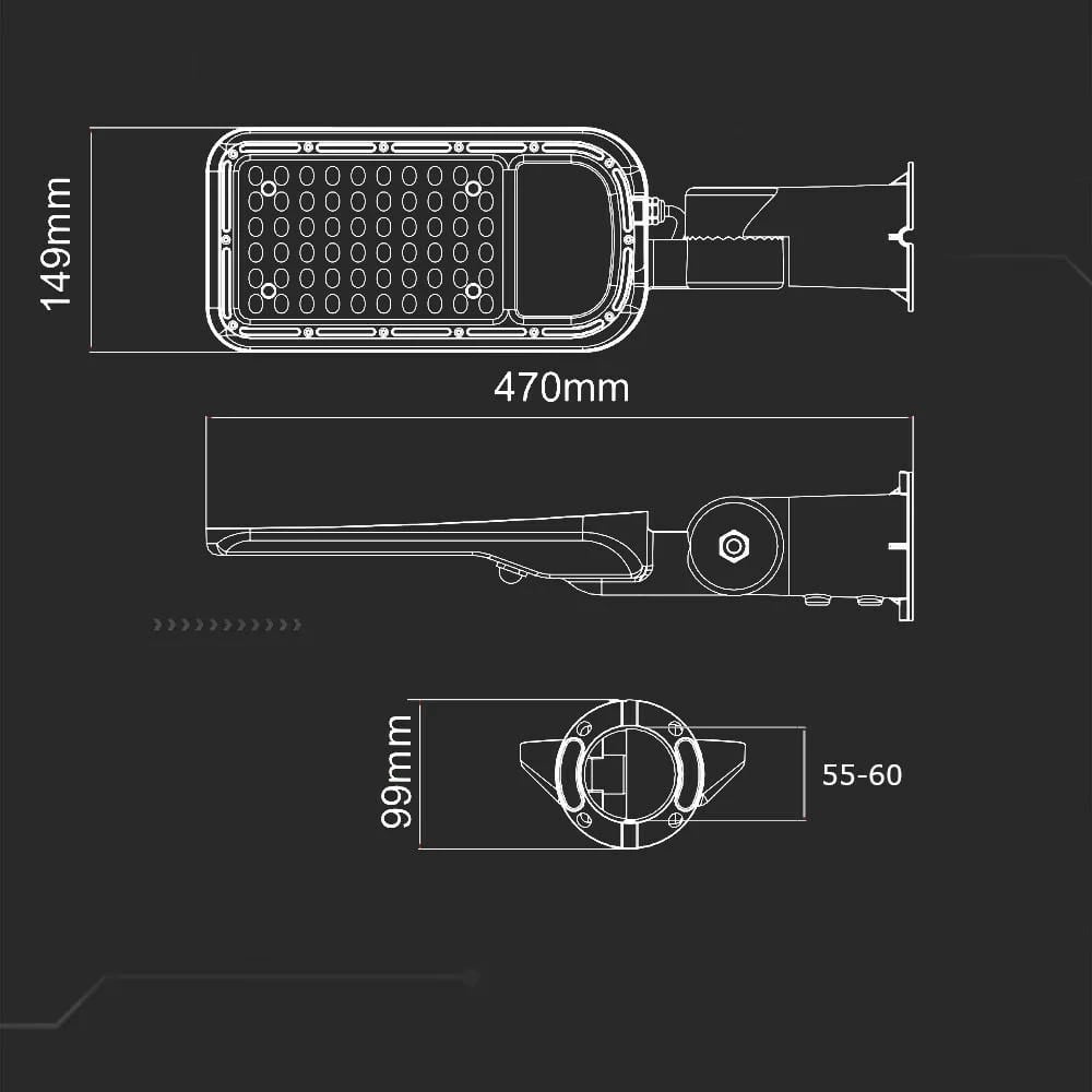 Dritë rrugore LED V-TAC Samsung Chip, 50W, 6500K, Gri