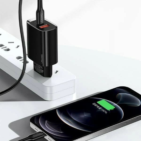 Karikues rrjeti USAMS T35 US-CC121, 20W, 1x USB-C PD3.0 + 1x USB QC3.0, i zi