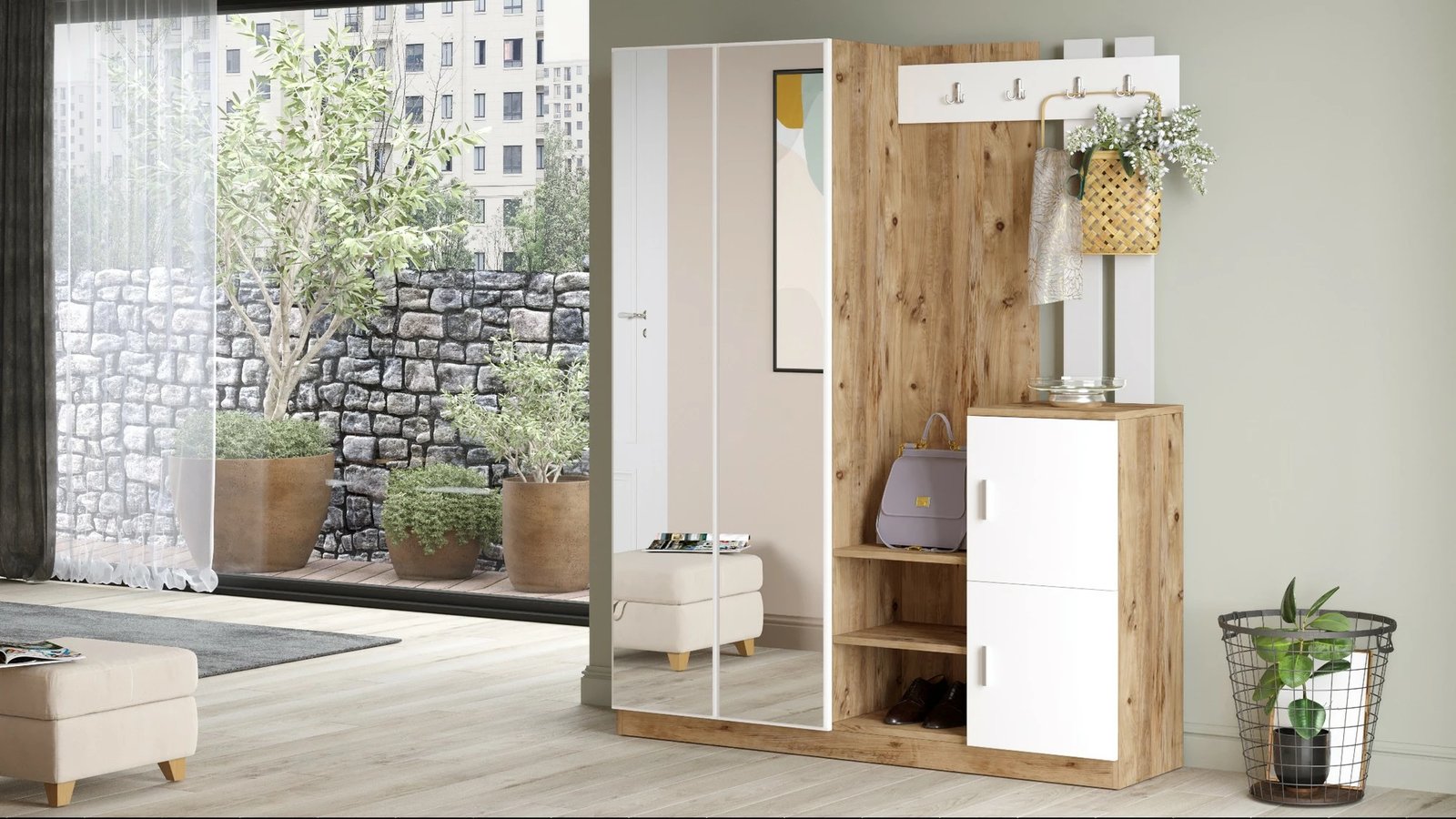 Stendë korridori Skye Decor, ngjyrë pishë Atlantike dhe e bardhë, DD8-AW