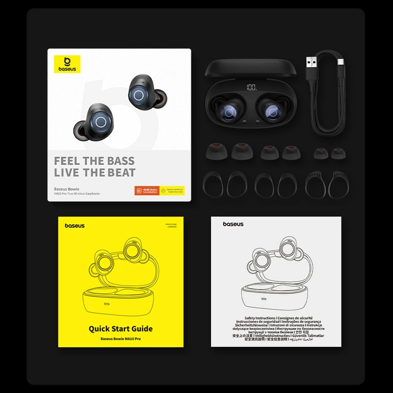 Kufje wireless Baseus Bowie MA20 Pro TWS me ANC, IPX6, të zeza