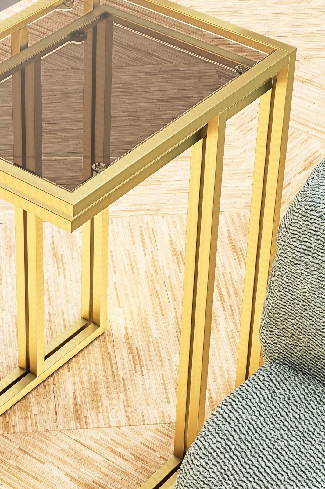 Set tavolinash të vendosshme (3 copë), Hanah Home, Ibiza C, ngjyrë ari, fume