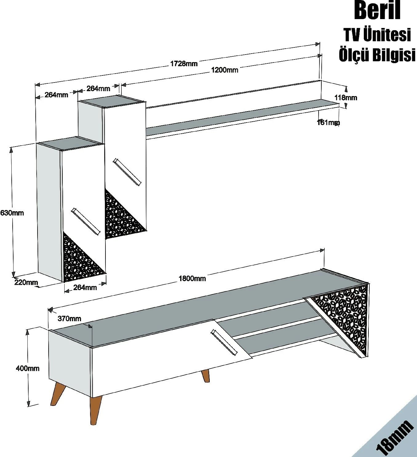 Komodë TV Hanah Home, Beril, ngjyrë krem