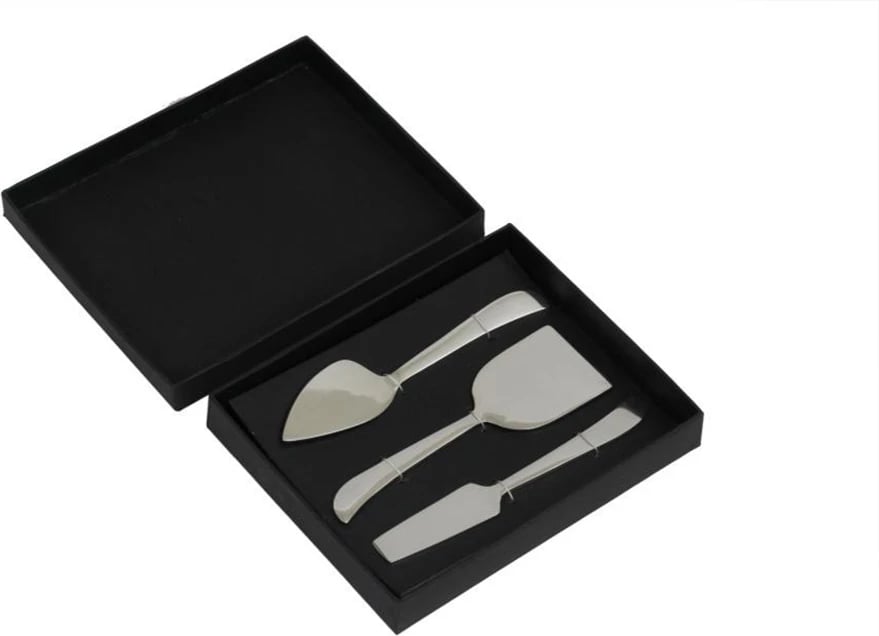 Set për servirje djathi, 3 copë, çelik, argjend, 17x5x1cm