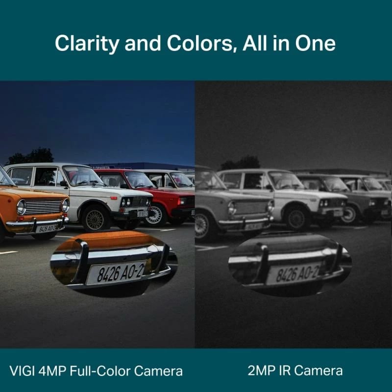 Kamerë IP rrotulluese, TP-Link VIGI C540 4MP full-color 4mm PoE outdoor, bardhë/zezë