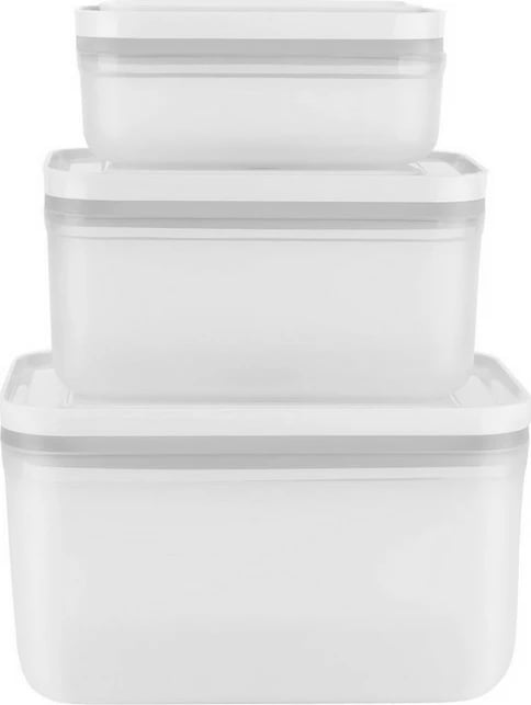Kontejnerë vakum ushqimi, Zwilling Fresh&Save 36804-003-0, plastikë, 3 madhësi S/M/L, transparent/bardhë, set 3 copë
