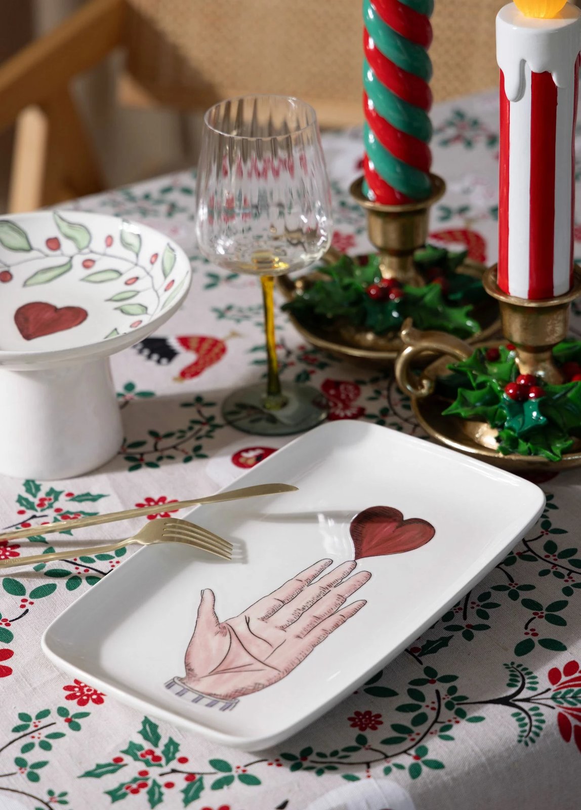 Pjatë shërbimi Hermia Concept, LUV0011, e bardhë, e kuqe, blu, 33x21x3cm