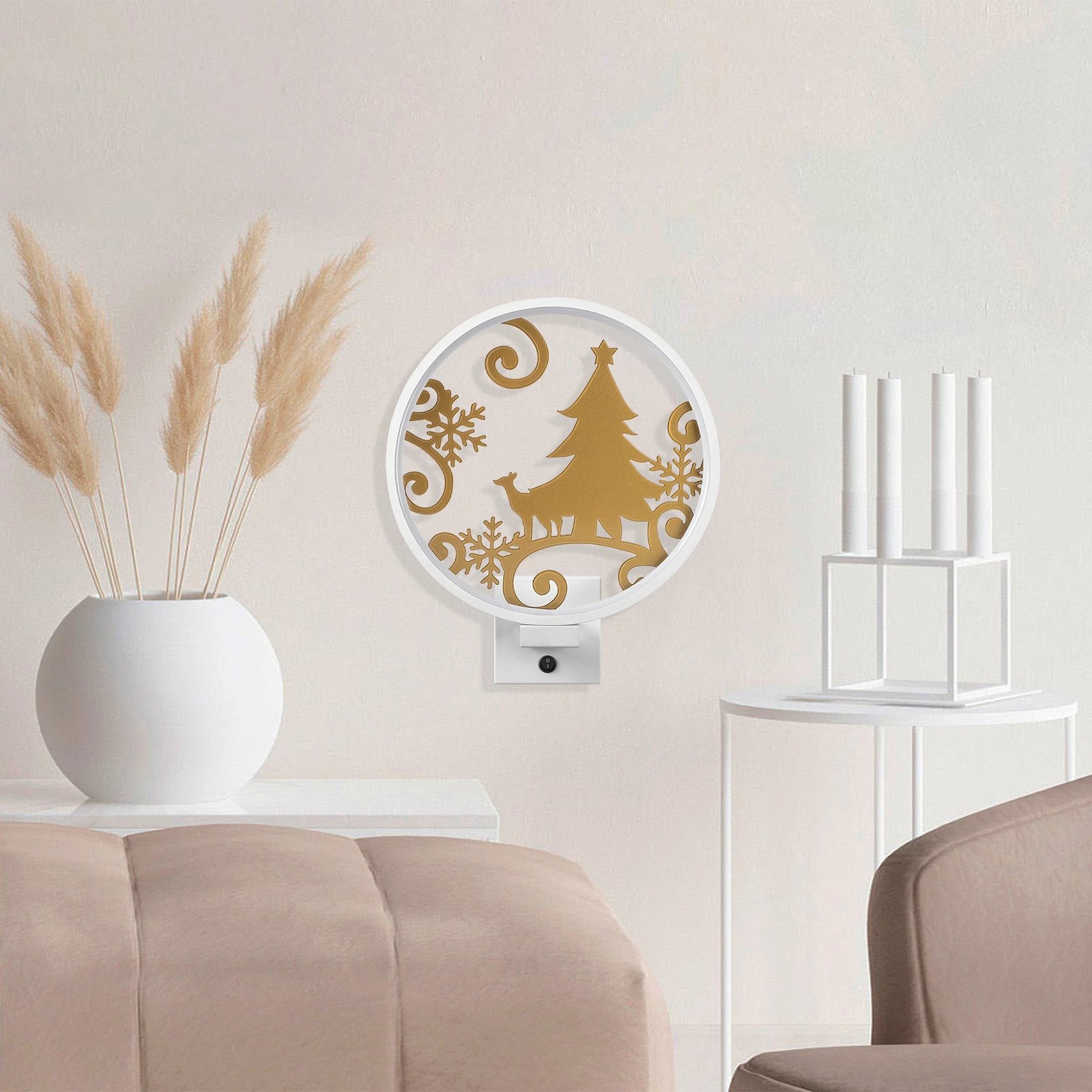 Llambë muri dekorative Opviq, XMAS27, e bardhë dhe ari