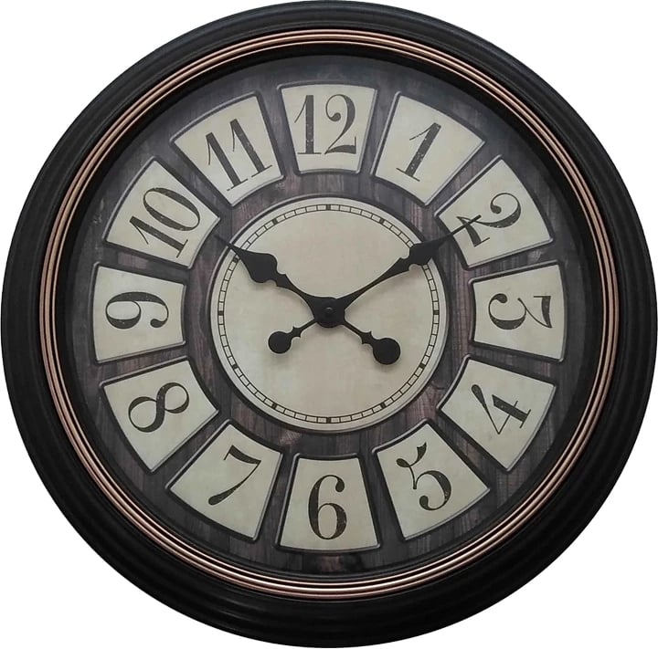 Orë muri Docto Inart, ngjyrë e zezë antike, D55.8x5.2cm