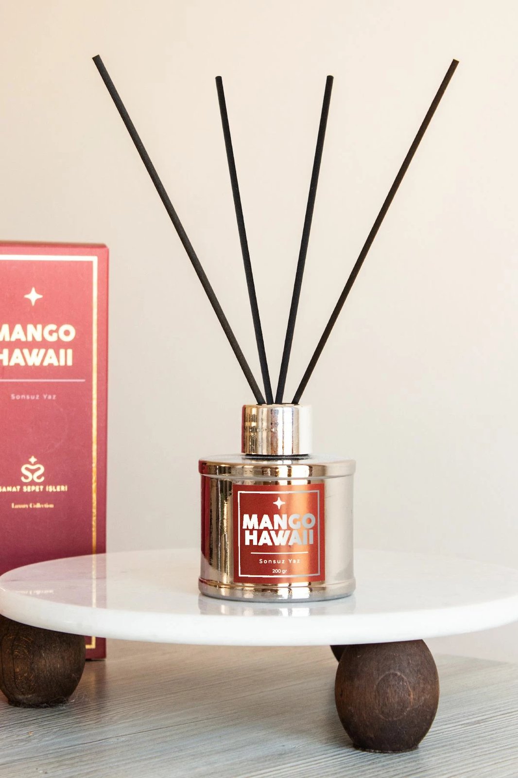 Shkopinj aromatizues Mango Hawaii, ngjyrë argjendi, Evila Originals