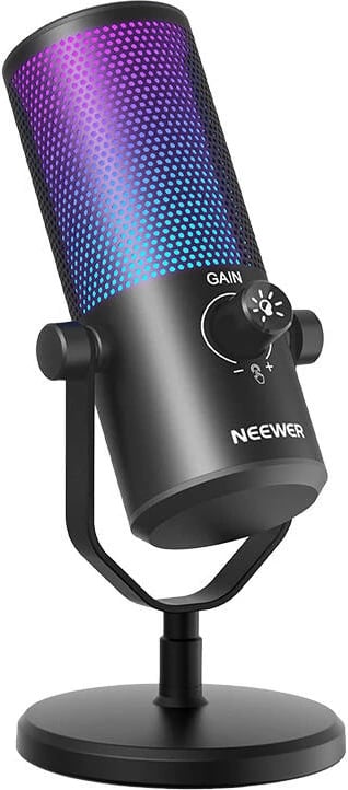 Mikrofon gaming Neewer CM24 me ndriçim RGB, USB, i zi