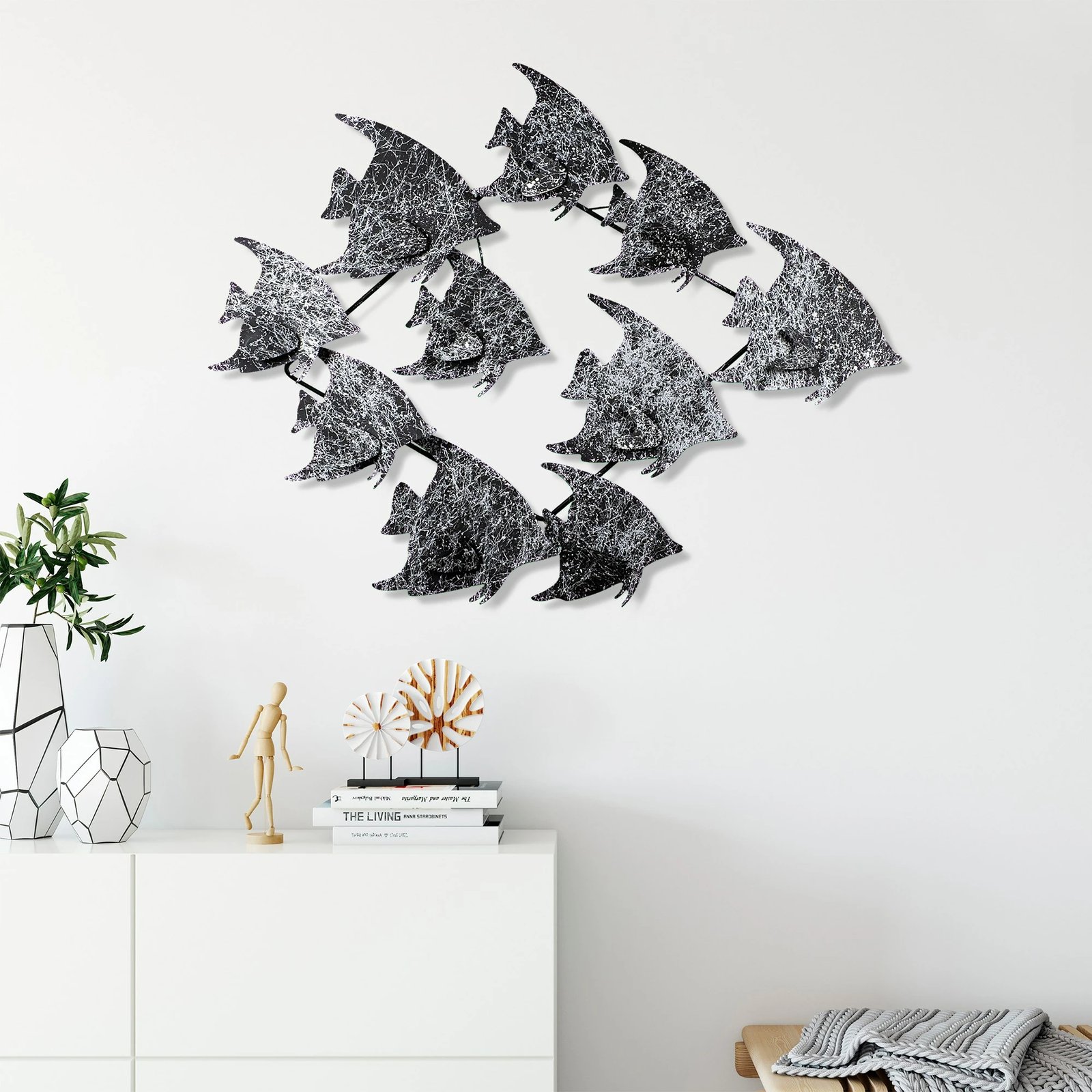 Aksesor dekorativ metalik për mur Wallity, Melek v2 3, shumëngjyrësh, 83x58x4cm