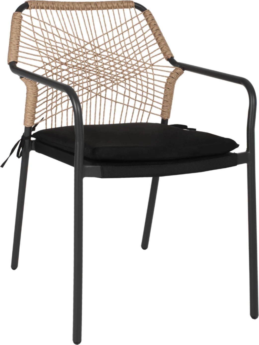 Karrige alumini për jashtë, FH5865.11, kornizë gri e errët dhe shportë bexh, jastëk i zi