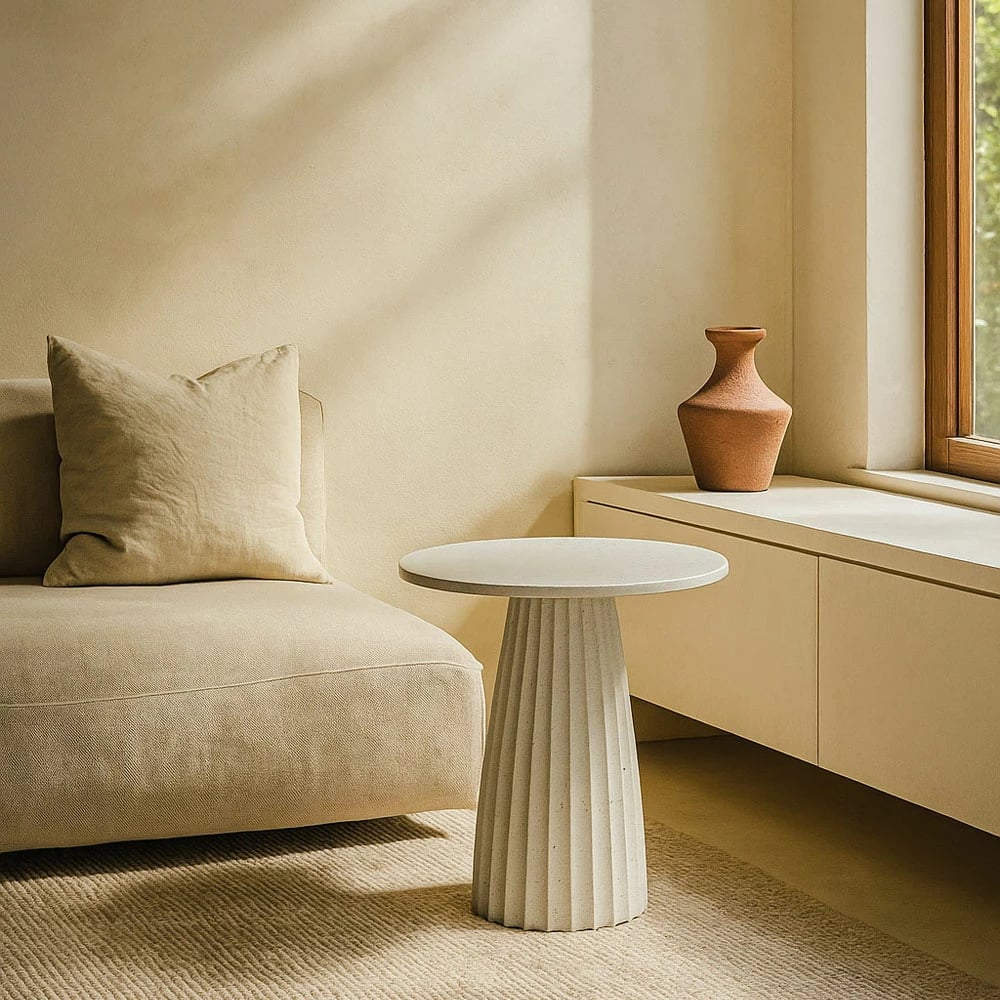 Tavolinë anësore TOLEDO, e bardhë me dizajn, 40x40x51cm