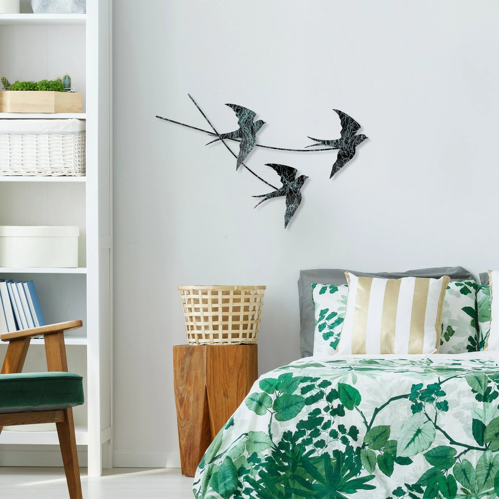 Aksesor dekorativ metalik për mur, Wallity, Wallow 3, shumëngjyrësh, 42x70cm