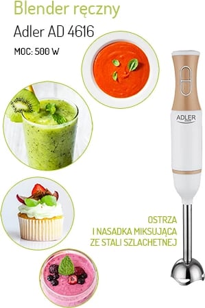 blender dore Adler AD 4616 500W max shufër dhe tehe inox 2 shpejtësi bardhë-ari blender dore Adler AD 4616 500W max shufër dhe tehe inox 2 shpejtësi bardhë-ari
